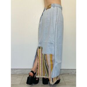 No Excuses | Vintage Femme Fatale Western Reworked Distressed Long Denim Skirt